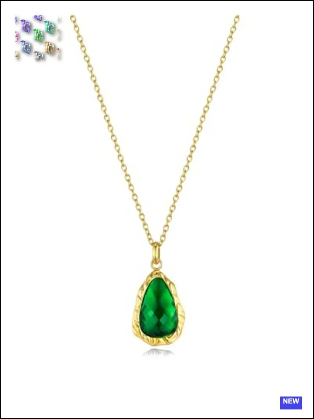 18K gold plated Brown Amber Teardrop CZ Stacked Pendant Necklace Dainty Drop